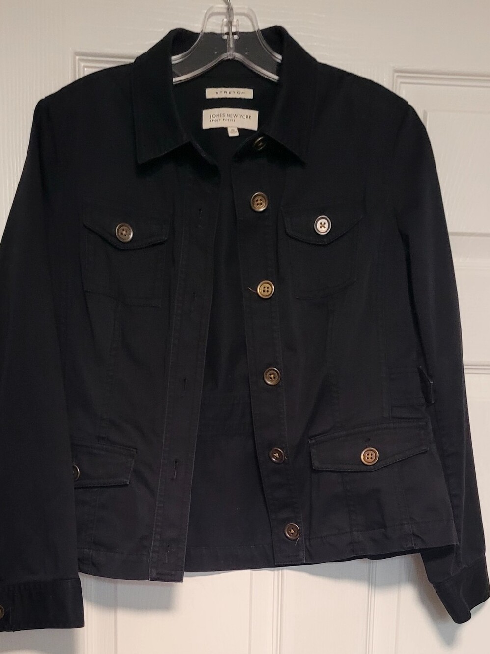 Jones New York Black Button-Front Jean Jacket